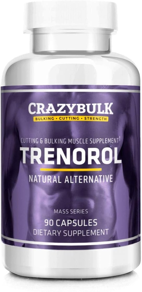 Trenorol Natural Bodybuilding Supliment pentru câștiguri musculare în masă, faze de tăiere și încărcare, Putere și condiționare (90 capsule)
