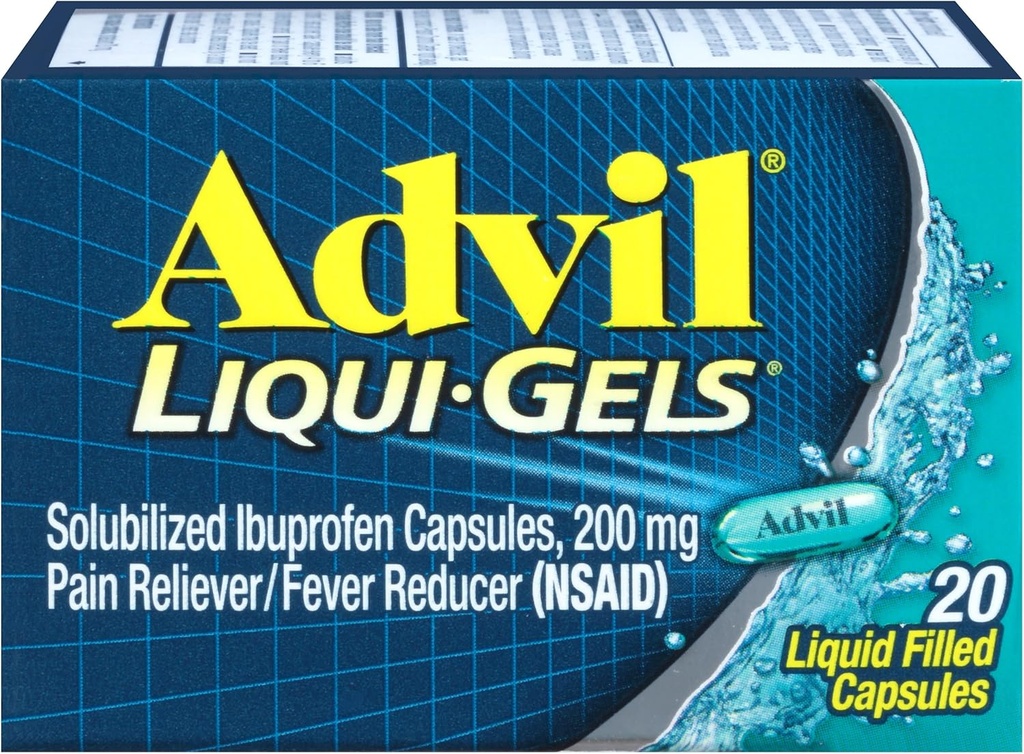 Advil Pain Reliever/Fever Reductor Liqui-Gels 200mg - 20 ct, Pachet de 3
