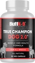 BuffK-9 True Champ 2.0 Muscle Building Supliment pentru câini, Canin Support Capsule cu vitamina B6 B12 Ashwagandha Folate pentru muschi, os și sprijin comun, 30 Veg Capsule
