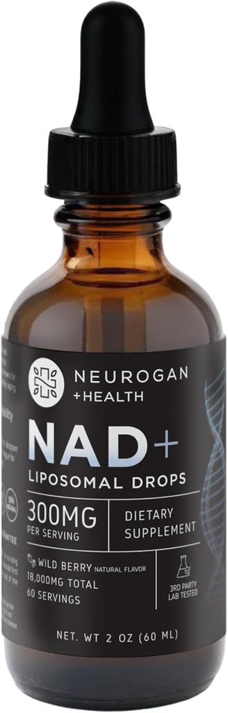 Neurogan NAD+ Picături lipozomale - 300 mg Per Serving, 18.000 mg Total - picături lichide Suplimente - Suport Cellular și imunitar Suplimentul NAD - Nicotinamidă Adeninnucleotidă pentru femei și bărbați