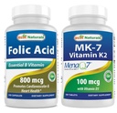Cel mai bun acid folic natural 800 mcg & vitamina K2 (MK7) cu D3