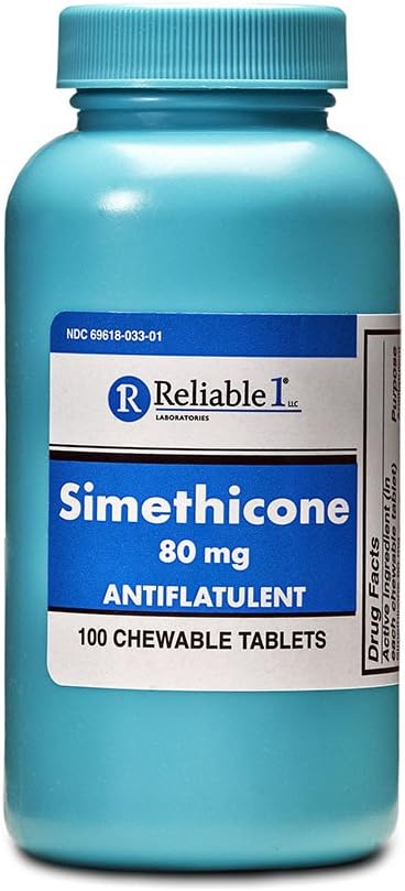 Fiabilă 1 Simethiconă 80 mg Anti-Gas 100 Comprimate de mentă (1 flacon)