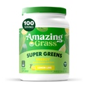 Uimitoare iarbă verde Superfood Energie: Super Verzi pulbere și plante pe bază de cofeină cu ceai verde, Root Root Powder & Flax Seed, Lămâie, 100 Serviri (Packing May Vary)