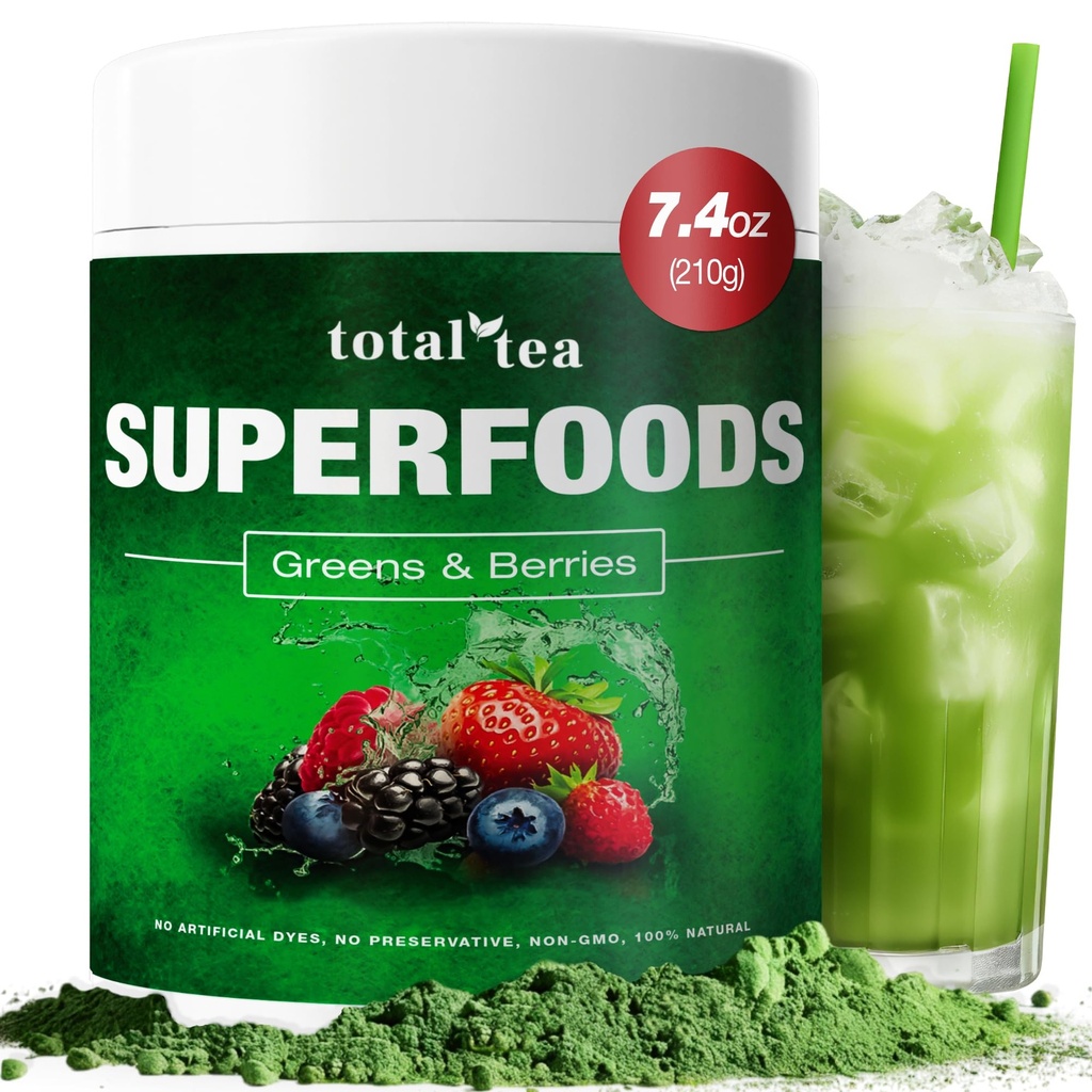 Ceai Pudră verde totală pentru energie și sănătate digestivă cu Turmeric, Amla pulbere și vitamina C - 30 Serviri