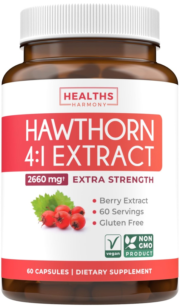 Super-potent Hawthorn Extract de Berry capsule - Hawthorn Berry Suplimentul făcut din concentrat de putere suplimentară pentru a sprijini inima și sănătatea digestivă - Vegan non-GMO & Gluten gratuit (2 lună de aprovizionare)