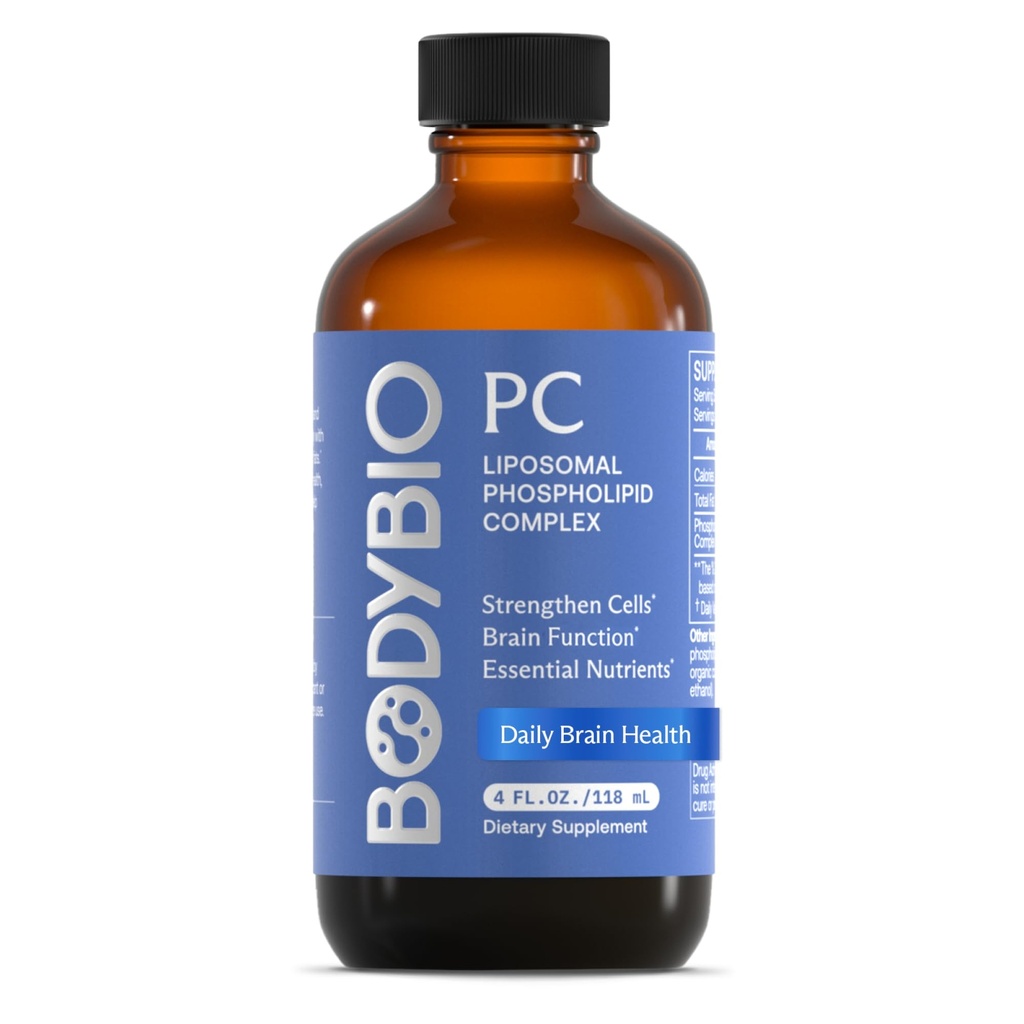 BodyBio PC - Fosfatidilcolina pentru sanatatea creierului, Claritatea mentala, Functia cognitiva, Reparatia celulara si imbatranirea sanatoasa, Suplimentul Complexului Fosfolipid pentru Gentle Daily Detox