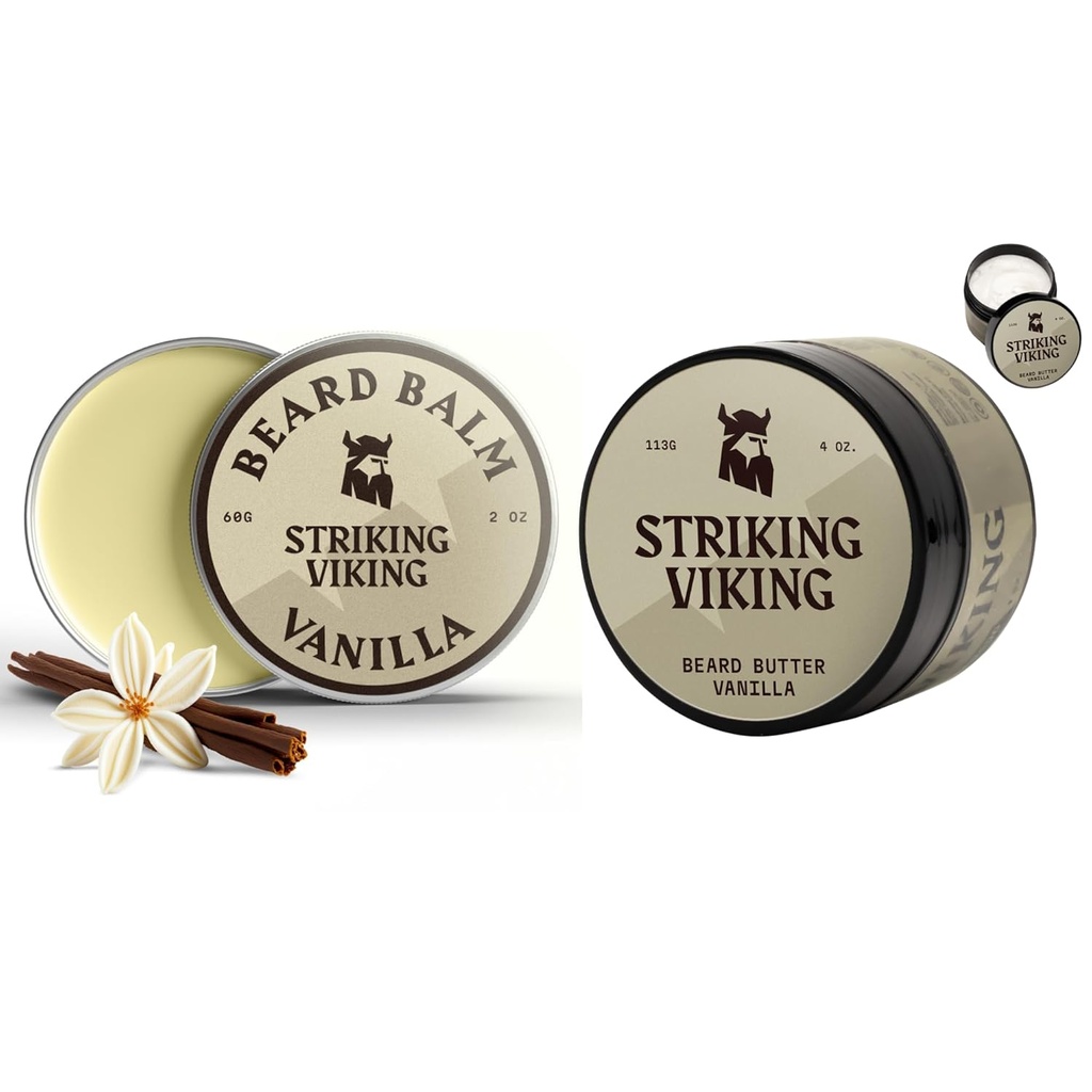 Viking Pack de 2 Barbă Balm (2oz) și unt de barbă (4oz) Parfum de vanilie