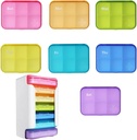 7 Piece Set Pill Organizator de 6 ori pe zi, săptămânal caz Pilula, Pilula Organizator cu Labels, Travel Pill Dispenser 7 zile cu 42 Copartmentamentele pentru medicamente/Vitamin/Fish Oil/Supplements - Curcubeu Culori