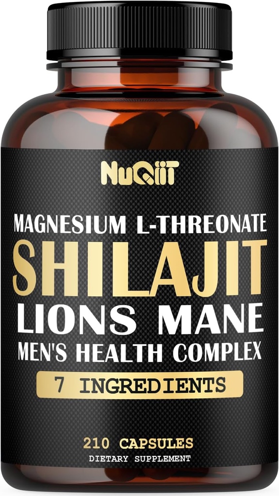 Magnesium with Lions Mane, Shilajit Capsules, and Male's Health Complex as Ashwagandha, Maca Root & More - 210 Capsules