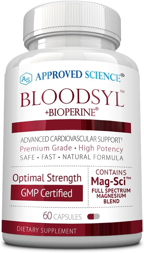 Ştiinţă aprobată Bloodsyl - Suportă fluxul sanguin - Hawthorn Berry, Magneziu, BioPerine - Vegan - 60 capsule - Pachet de 1