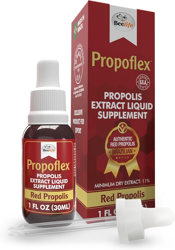 Beelife Red Bee Propolis Extract,100% Pure extract de albine Propolis Tincture, Nivele înalte de artepillin-C - Suport Imun natural- din Brazilia, Certified ISO 22000, Kosher (30ml/ 1Fl.Oz)