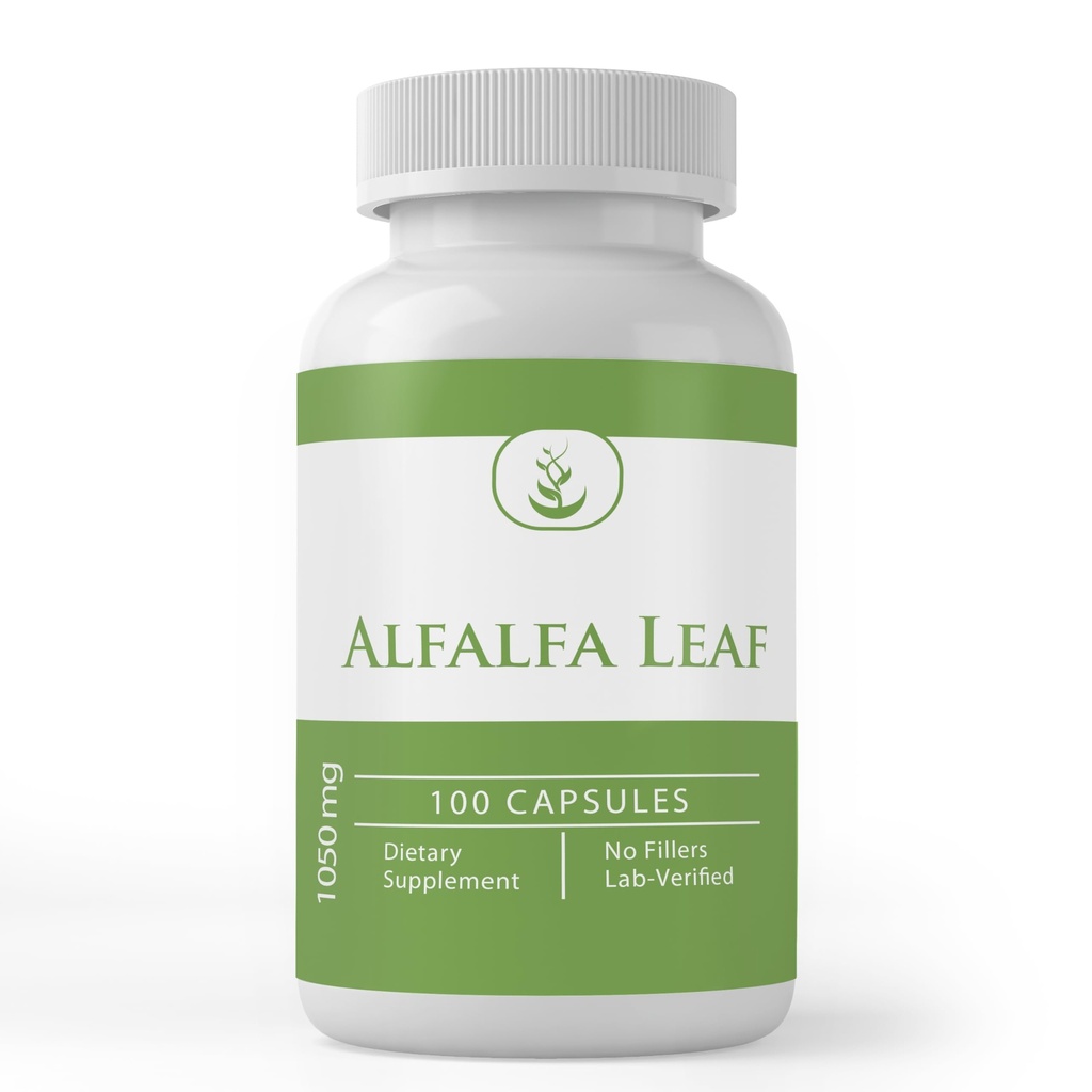 Ingrediente originale pure Alfalfa Leaf, (100 capsule) întotdeauna pură, fără aditivi sau fillers, Lab verificat