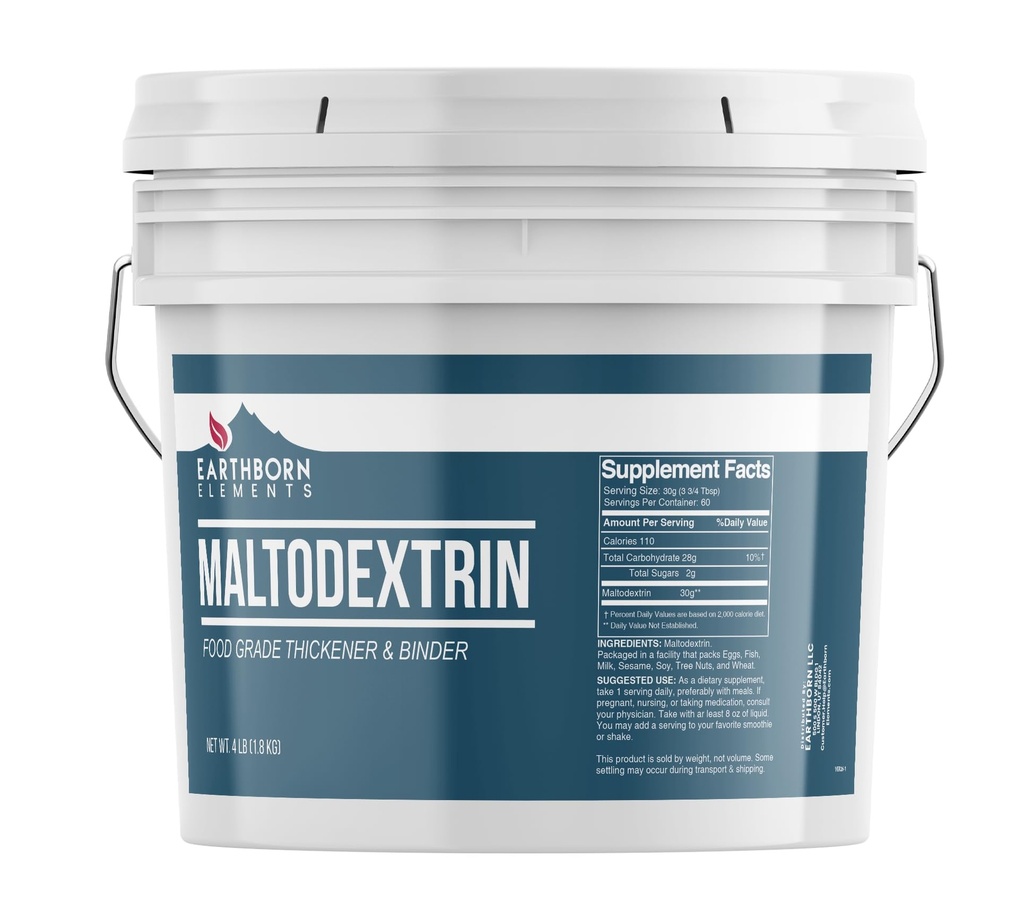 Elemente earthborn Maltodextrin (1 galon) Solubil de apă, Complex Carbohidrat pentru Shake-uri de antrenament, fără culoare artificială sau aroma