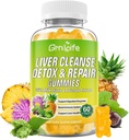 Ficat Cleanse Detoxifiere & Repair Gumries cu lapte Thistle 3000mg, 24-in-1 supliment de sanatate hepatica cu Dandelion, Anghinare, Sugar Free Ficat Detoxifiere Gummies, Ananas Flavor - 60 Conte