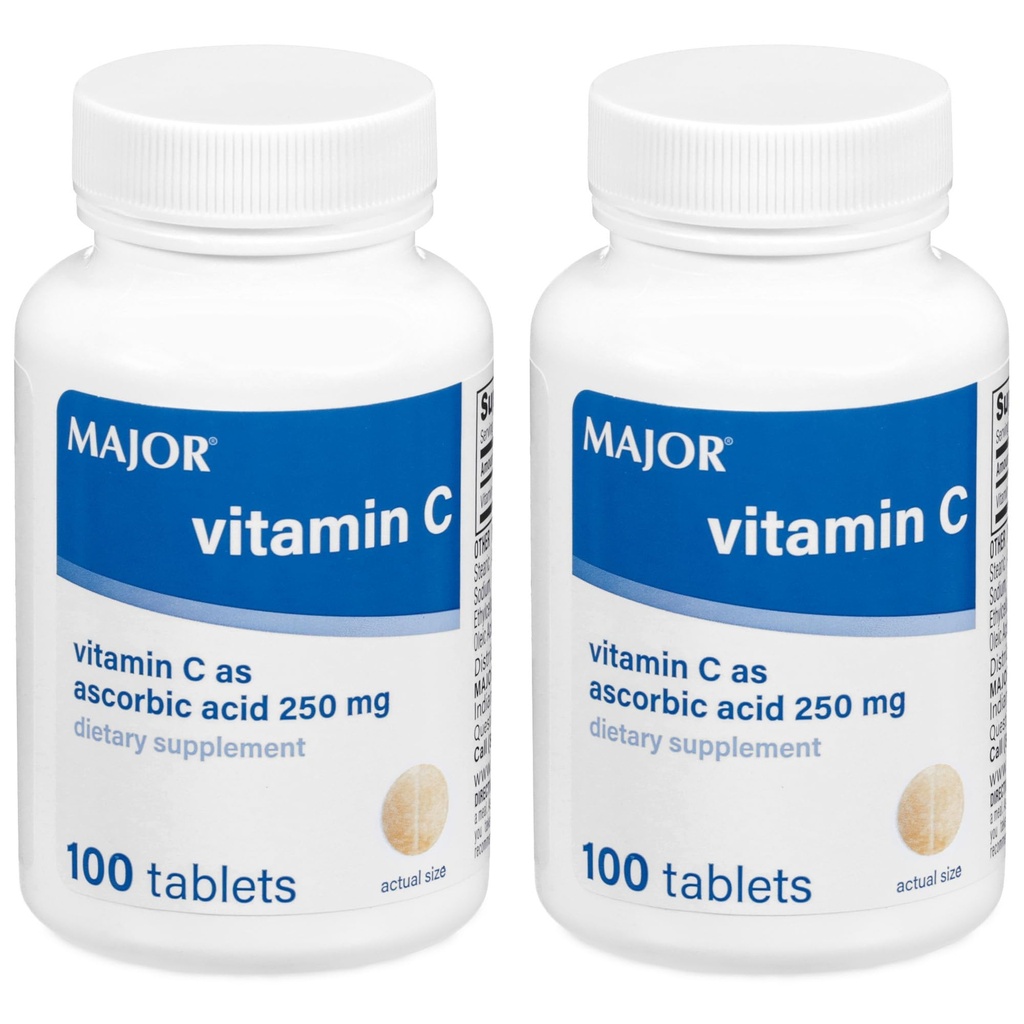 Vitamina MAJOR-C 250 mg Acid ascorbic comprimate, 100 CT - Ambalaj cu 2 doze