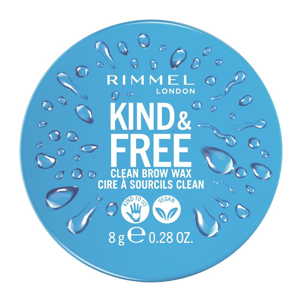Rimmel London Kind & Free, Clear, Brow Wax, Ușor de aplicat, Long-Lasting Hold, No Flaking, No Residue, Lift Brows, 0.28oz