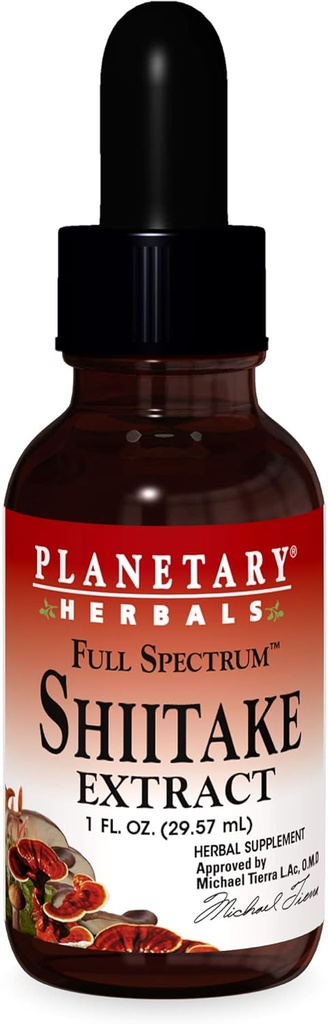 Herburi planetare Full Spectrum Shiitake Extract Supliment, 2 lichid Ounce