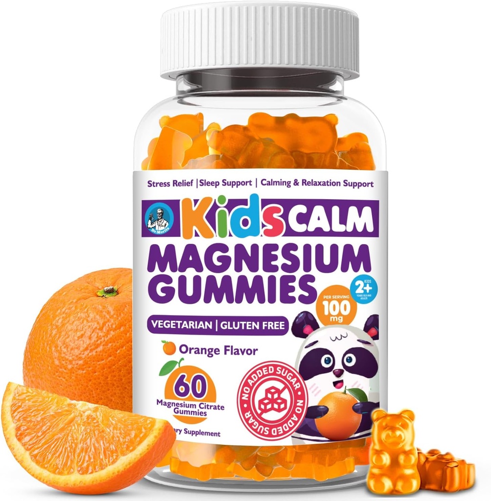 Dr. Moritz Calmant și Relaxare Copii Gume de magneziu, non-GMO și Sugar Magneziu scăzut Copii Suplimente Chewy, Gummie de somn Copii, Aroma de portocale