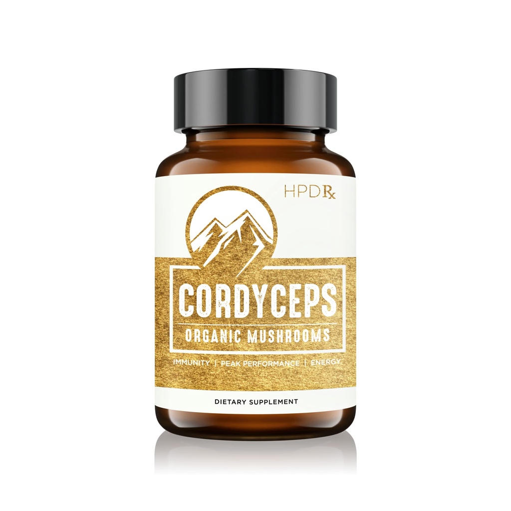 HPD Rx Premium Organic Cordyceps supliment de performanță extract de ciuperci pentru energie, rezistenta si imunitate 
