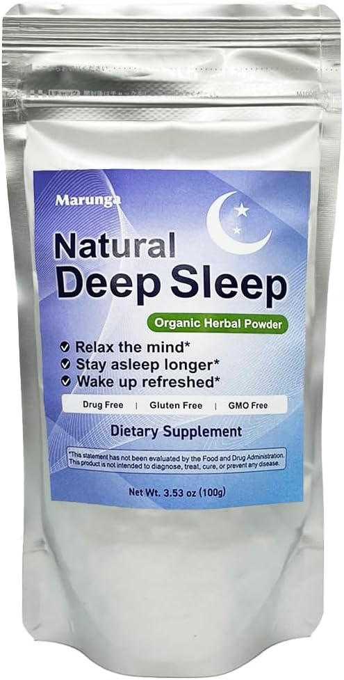 Natural Deep Sleep, Dietary Supplement, Organic Herbal Powder, Stres & Mood Support, Digestive Health Support, Melatonin Free, 30-Day Supply, Made in Japan