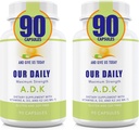 Suplimentul nostru zilnic Vites ADK - Vitamina A, D3 & K2 (ca MK7) - Bone, Sistemul imunitar de suport - Vitamine de mare potenta cu ingrediente non OMG - Capsule vegetale fără gluten, Soy gratuit 180 CT