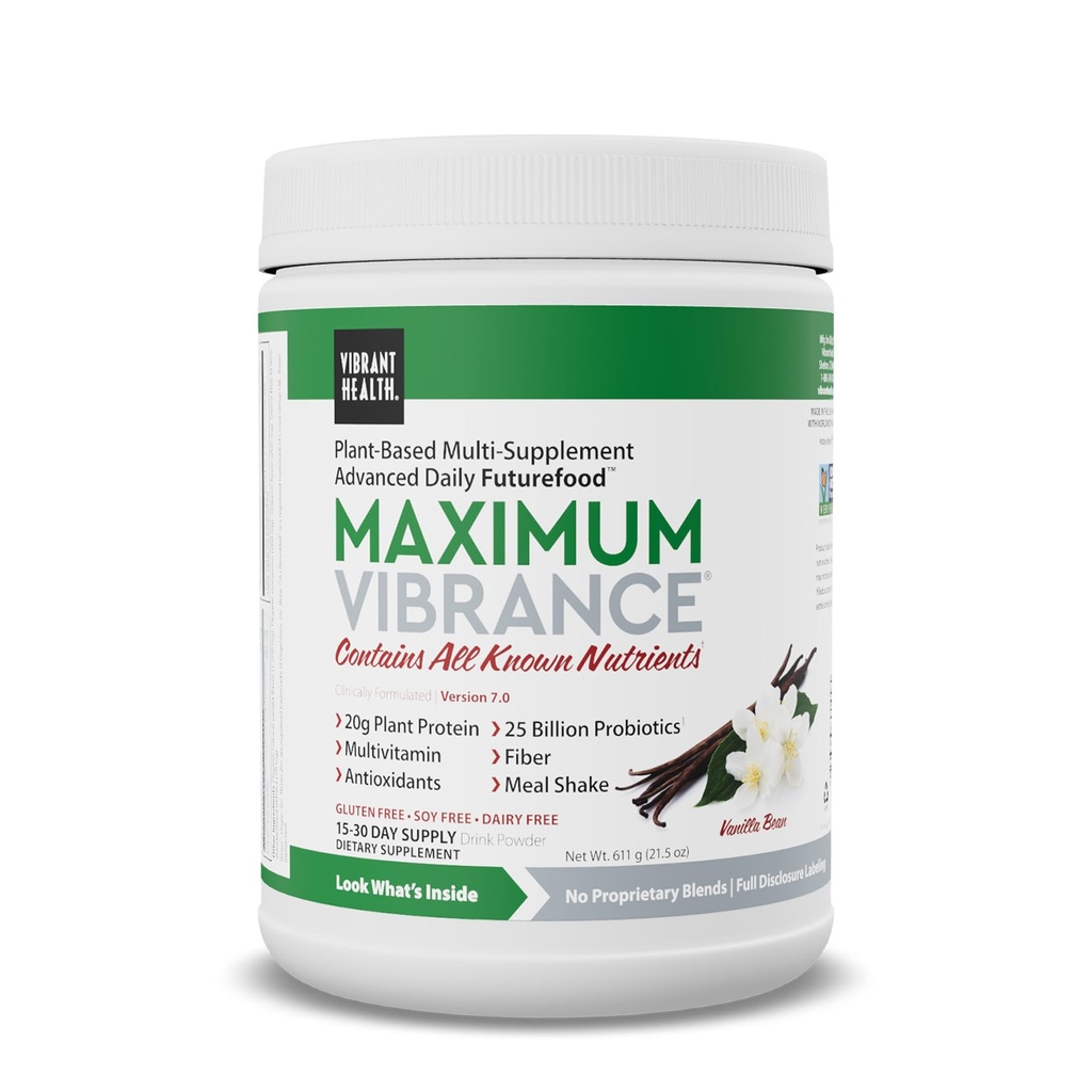Sanatate vibranta, Vibranta maxima, Se agită masa Vegan complet cu proteine pe bază de plante, Vanilla Bean, 15 Serviri