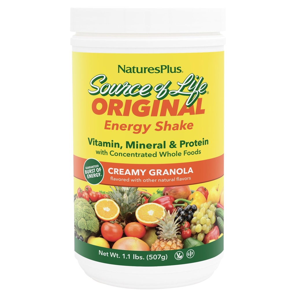 Naturas Plus Sursa de energie de viață Shake, Cremy Granola - 1,1 lbs - Oferă 13g Proteina completa, Vitamine si Minerale - non-GMO, gluten gratuit, vegetarian - 13 Serviri totale