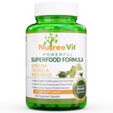 NutreeVit Pure 100% Spirulina organică + Chlorella + Wheatgrass - Booster de energie, Suport imunitar, Antioxidant Superalimentar Puternic - Capsule Veggie 500mg