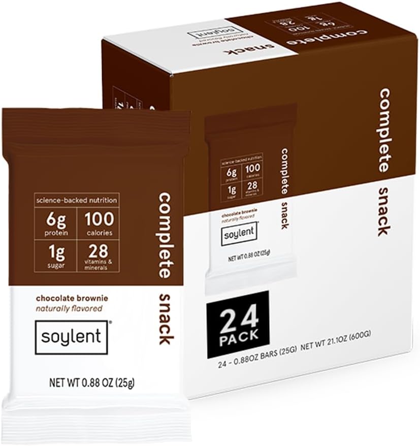 Soylent Snack Mini Baruri de Proteina - Ciocolata Brownie, 1g zahăr, Proteine Baruri, Gluten gratuit, 6g de energie Vegan - 24 conta
