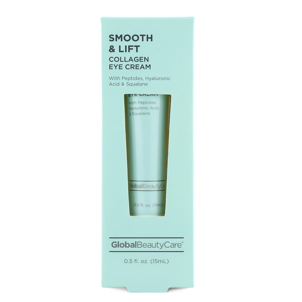 Global Beauty Care Smooth & Lift Colagen - Eye Cream wiiith Peptides, Hyaluronic Acid & Squalane, 1-Pack (0,5 fl oz 15ml)