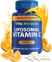 Vitamina lipozomală C 1450 mg - 180 capsule Acid ascorbic VIT C susţine sistemul imunitar Antioxidant solubil în grăsimi & Colagen Booster comparativ cu vitamina C 1000 mg sau 500 mg Non-GMO Vegan