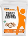 BulkSupplements.com Organic Shiitake Extract praf - Organic Shiitake Mushroom pulbere Supliment, Suport Imun - Vegan & Gluten gratuit, 1g per Serving, 250g (8,8 oz) (Pachet de 1)