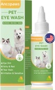 Picături oftalmice pentru câini și pisici: Pet Eye Wash to Soothe Alergia & Iritație - Dog ochi picături pentru a ușura ochii uscat ochi roz - Pet Tear Stain Cleaner - Potrivit pentru toate animalele