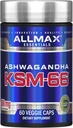 ALLMAX Essentials Ashwagandha KSM-66 (60 Veggie Caps) - Creșterea forței musculare și recuperarea - non-GMO, gluten gratuit - 30 Serviri