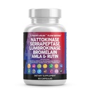 Nattokinază 4000 FU Serapeptază 120000 SPU Lumbrokinaza Enzyme Supliment cu Bromelain Papain Papaya Enzime Extract de Rutină Vitamina de magneziu B6 & VIT C Capsule
