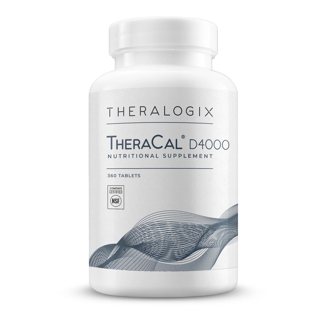 Theralogix TheraCal D4000 - Bone Health Supplement with Calcium, Magneziu, Vitamina D3, Vitamina K2 & Boron* - 90-Day Supply - NSF Certified - 360 Tablete