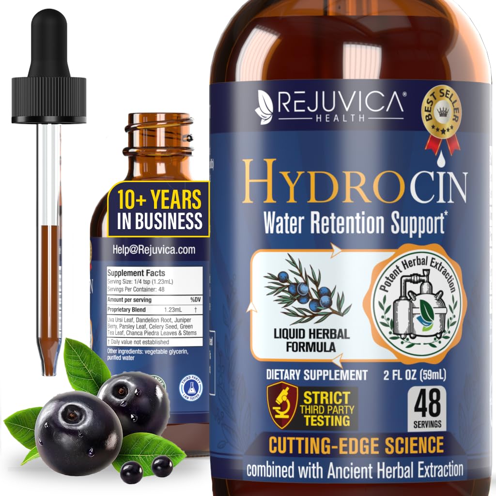 Hydrocin - Advanced Diuretic Retention Supplement Supplement - Livrare lichid pentru o mai buna absorbtie - Dandelion, Uva Ursi, Juniper Berry, Seminte de telina, Ceai verde & More!