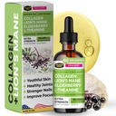 Colagen Mojo - Colagen lichid pentru femei și bărbați, Colagen Peptides cu coama Lion Mushroom, Elderberry & L-Theanină - Păr, Piele, Nails, Suport comun, Focus, Absorbție ridicată - 100.000mcg, 2 Oz