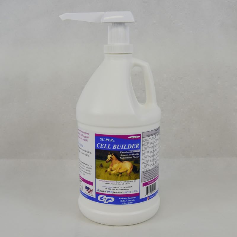 SU-PER Constructor de celule supliment de cai - ridicat de fier Vitamina minerala Echina de sânge Constructor lichid pentru cai de performanță - 1/2 Gallon + pompa