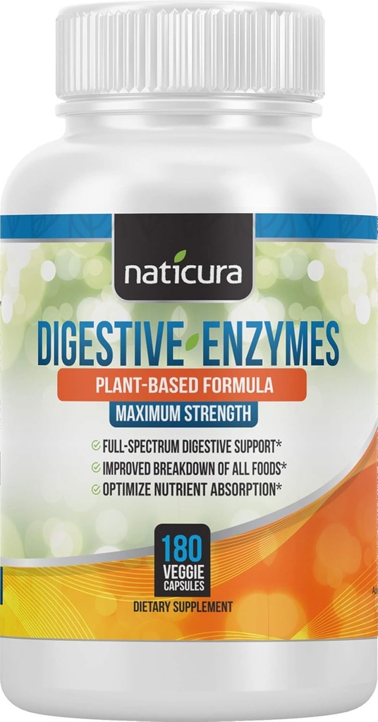 Enzime digestive cu probiotice și prebiotice - Multi Enzime Vegan Organic Gut și Suplimentul de suport imunitar pentru bărbați și femei - 180 capsule - pentru balonare, gaz, intoleranță la lactoză