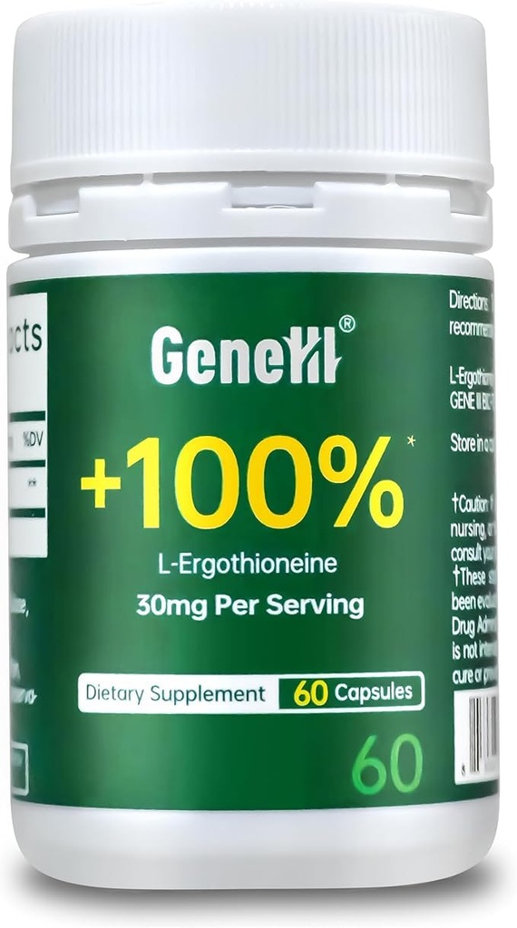 L-Ergothioneine Supliment, 30mg (EGT) /Serving, 6X Ergotioneine Extract Suplimente de ciuperci Longevity, Immune Supplement, Heart Health & Brain Supplement, Lab testat, Made in USA, 60 Servings