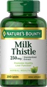 Nature's Bounty Milk Thistle Capsule, tradiţional utilizate pentru sănătatea ficatului, Herbal Supplement, 250 mg per Serving, 200 Conte
