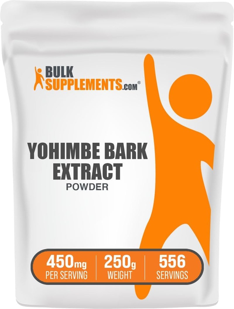 BulkSupplements.com Yohimbe Extract pulbere - Yohimbe Bark Extract - Herbal Supplement, Gluten Free, 450mg per Serving, 250g (8,8 oz) (Pachet de 1)