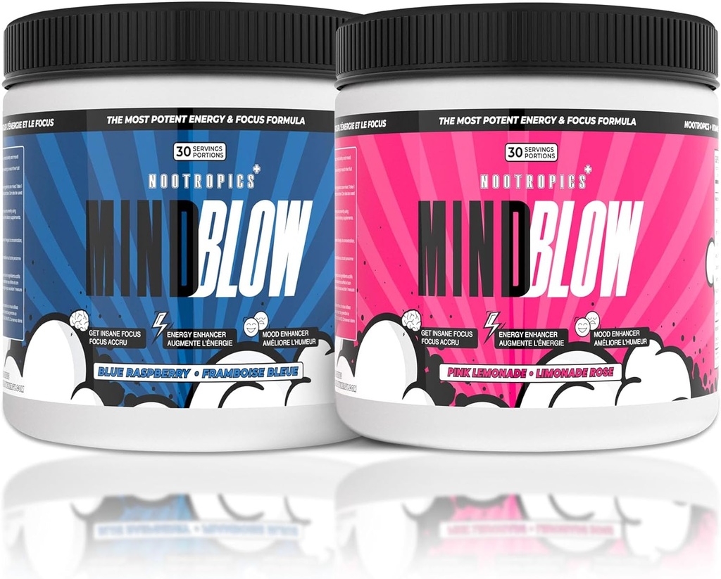 Mind Blow - Nootrops Cocktail pentru energie, focalizare și fericire pentru studenți, antreprenori, Hard Workers & Gamers (30 Servings)