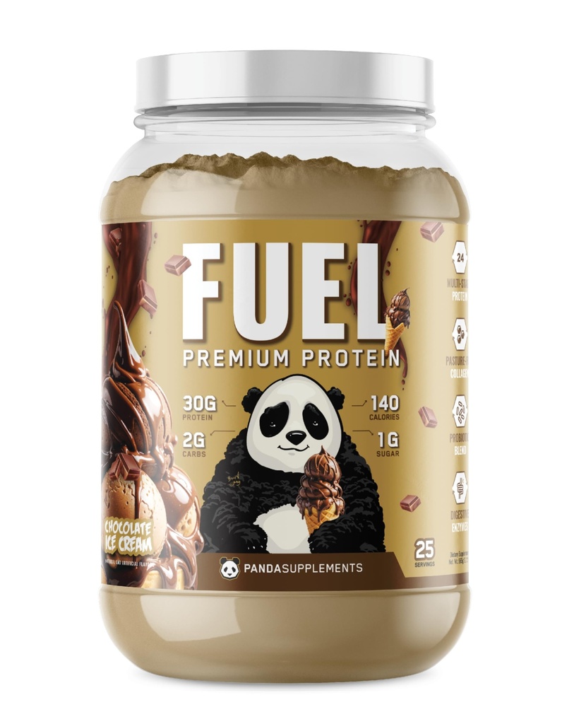Underground Bio Labs Panda Fuel Premium Proteine Whey,Hydrolyzed Colagen,Casein,Probiotice, Enzime, Keto Friendly,Time Release, 25 Servings (2.5 Pound, Chocolate Ice Cream)