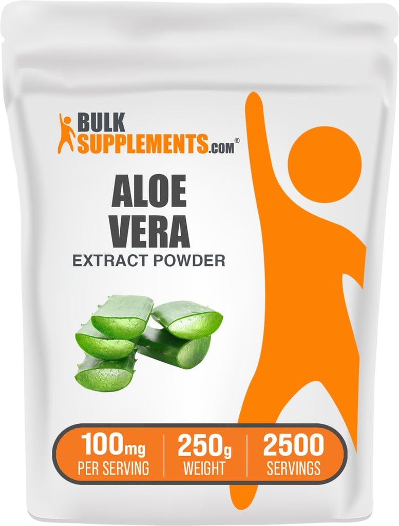 BulkSupplements.com Aloe Vera Extract pulbere - Aloe Vera Supliment, Herbal Supliment - Vegan & Gluten gratuit, 100 mg per Serving, 250g (8.8 oz) (Pachet de 1)