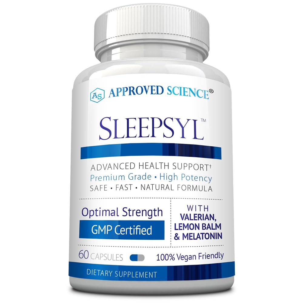 Stiinta aprobata Sleepsyl - Suplimentul de somn - Root Valerian, Lemon Balm, Melatonina, Musetel, L-Ornithine - Vegan, 60 Capsule