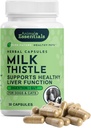 Animal Essentials Milk Thistle pentru câini și pisici - suport hepatic, Milk Thistle 150mg, Silymarin, Suplimentul hepatic, Capsulele de plante, plante aromatice de grad uman organic, veterinar recomandat - 30 Conte