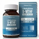 L Metilfolat 7,5 mg plus metil B12 - Active 5-MTHF Formular, MTHFR Supliment - fluxul sanguin gata Folat metilat + B12 Cofactor - Suportă Mood, Homocisteină Methylation, Cognition (60 capsule)