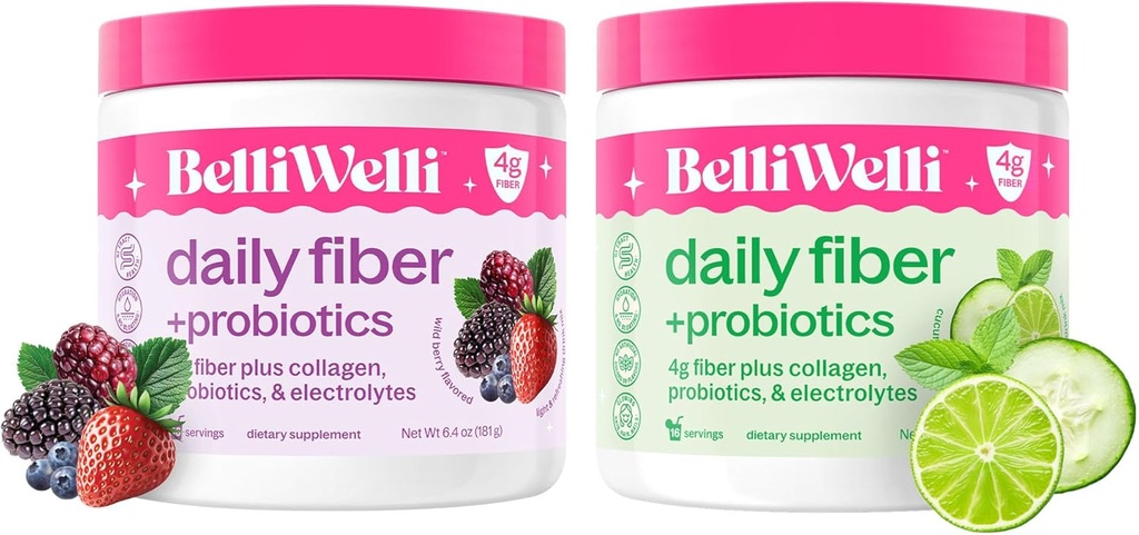 Daily Fiber Supplement Bundle cu colagen, Probiotice si Electroliti - Suporturi Digestive Sanatate, Regularitate si Sanatate Skin 